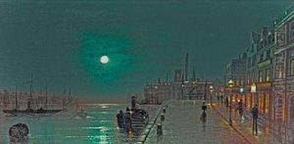 Dock Scene By Moonlight - view 1