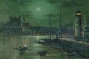 Scarborough Harbour By Moonlight