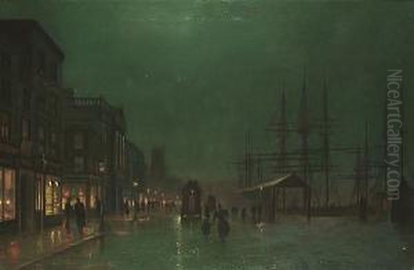Liverpool Docks By Moonlight - view 1