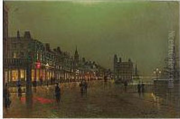 Fl.-, Promenade At Dusk, Signed 
L.r.: Wilfred Jenkins, Oil On Canvas, 40 By 62 Cm.; 15n By 24iin - view 1