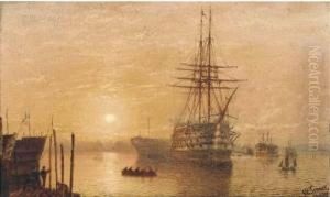 Victory Lying On Her Permanent Mooring At Portsmouth Atdusk