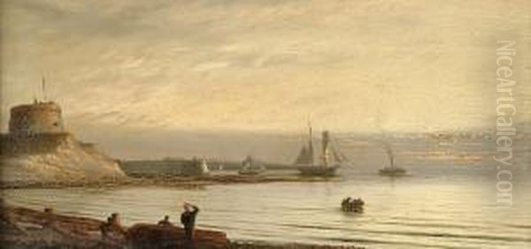 Shipping Off Cherbourg At Sunset - view 1