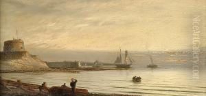 Shipping Off Cherbourg At Sunset