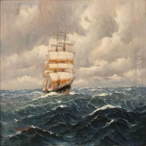 Seascape With A Sailing Ship In High Waves