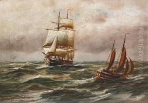 Dreimaster Mitlotsenboot In Der Elbmundung