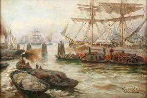 Hamburger Hafen Mit Grossegler Die Entladen Werden