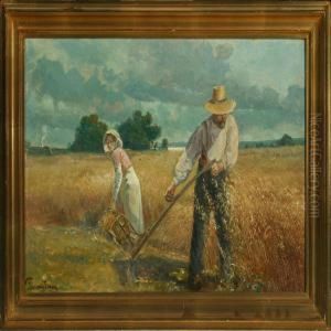 Landscape With Farmers Reaping Corn
