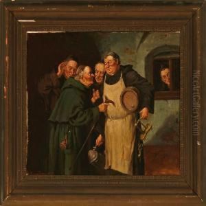 Monks Drinking Around A Table