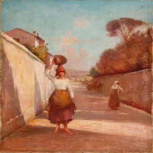 An Italian Woman Carrying A Jar