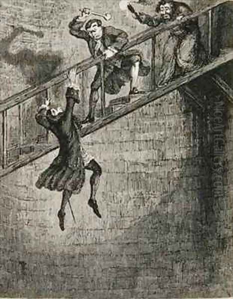 Jonathan Wild thief turned thief taker throwing Richard Trenchard down the well - view 1