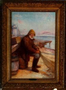 An Old Fisherman Repairs His Net