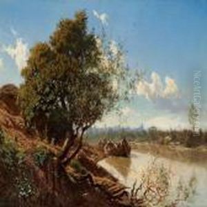 Boats Lying At Anchoron The Tiber