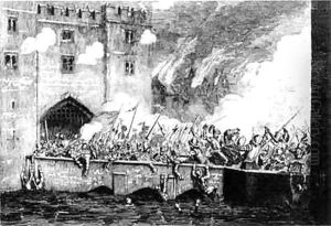 Sir Thomas Wyatt Attacking the Byward Tower by George Cruikshank I