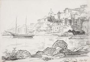 Hauser Am Fluss by August Jernberg