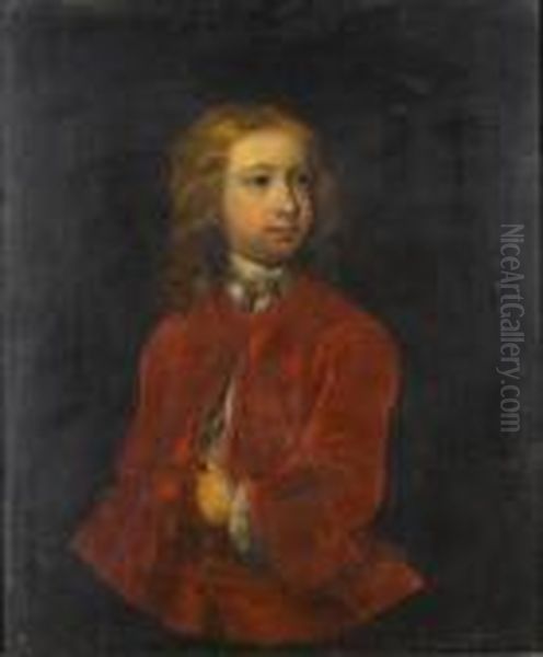 Portrait Of A Young Boy Of The 
Gore Familyhalf-length, In A Red Coat And Waistcoat, Within A 
Paintedoval - view 1