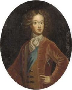 Portrait Of A Gentleman, 
Half-lenght, Wearing The Knight Of The Garter, In A Red Jacket And White
 Cravat