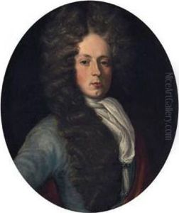 Portrait Of Anthony Wood, Half-length, In A Blue Coat And Whitestock by Charles Jervas