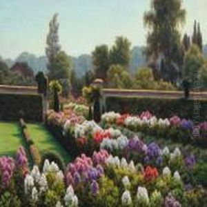 A Summer Landscape With Blossoming Peonies by Henrik Gamst Jespersen