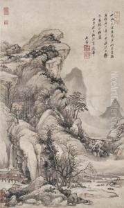 Sitting In Solitude By The Mountain by Wang Jian