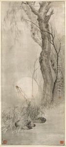 Autumn Rain In Willow Pond by Gao Jianfu