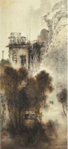 Building Sits In The Middle Of The Mountain by Gao Jianfu