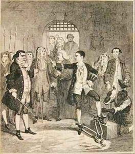Jack Sheppards irons knocked off in the Stone Hall at Newgate by George Cruikshank I