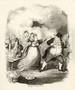 Mr Bumble degraded in the eyes of the paupers by George Cruikshank I