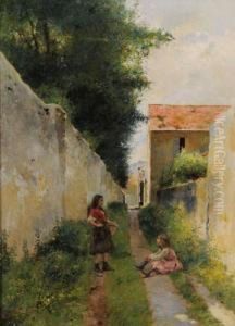 Deux Fillettes Dans Une Ruelle by Luis Jimenez Y Aranda