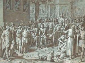 The triumph of a ruler in the streets of a city by Pedro de Campana