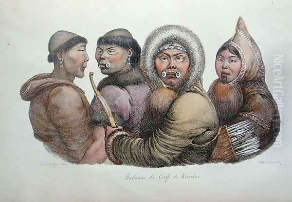 Natives of the Gulf of Kotzebue, Alaska, from 'Voyage Pittoresque Autour du Monde', 1822 - view 1