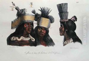 Ritual headdresses worn by natives of California, from 'Voyage Pittoresque Autour du Monde', 1822 by Ludwig (Louis) Choris