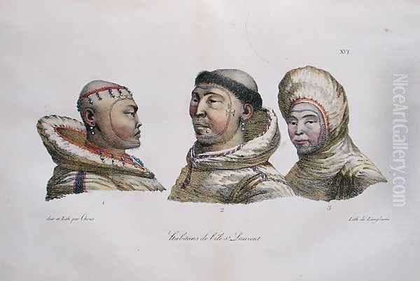 Natives of the St. Lawrence Islands, Alaska, from 'Voyage Pittoresque Autour du Monde', 1822 - view 1