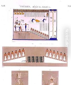 Illustrations of frescos from Byban el Molouk, Thebes, plate 83 from Vol II of `Descriptions of Egypt by Cecile