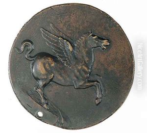 Pegasus on the fountain Hippocrene (reverse of a coin) by Benvenuto Cellini