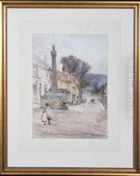 Guisborough Market Square With Two Small Girls In The Foreground - view 1