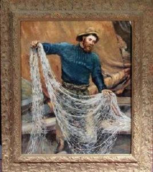 A Fisherman Unloading A Net - view 1