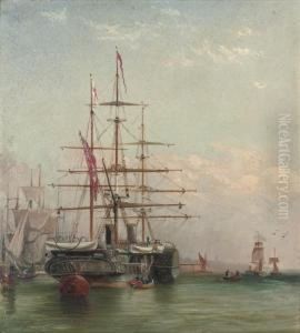 An Old Paddle Steamer Moored Off Shields