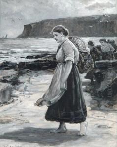 Study Of A Fisherwoman On A North East Shore