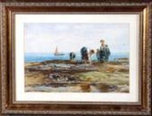 Fishergirls On The Rocks Near Cullercoats