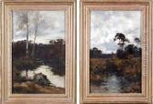 River Landscapes With Trees And Distant Farm Buildings