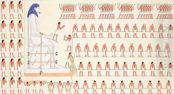 A wall painting at Beni Hasan depicting the moving of a colossal statue of a Pharaoh - view 1