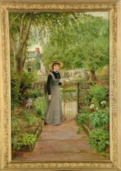A Young Woman At A Garden Gate - Possibly Ovingham, Northumberland - view 1