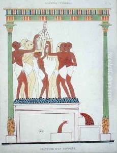 Pressing Grapes, copy of a wall painting from Thebes by Frederic Cailliaud