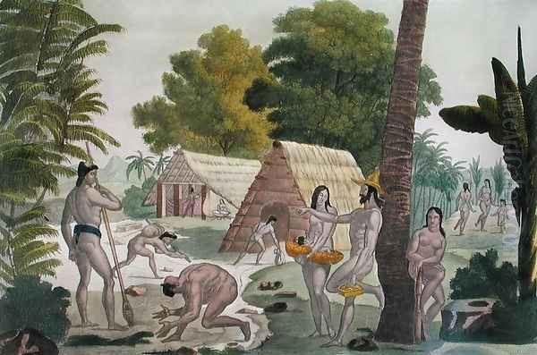 Customs of the Inhabitants of the Mariana Islands, plate 28 from 'Le Costume Ancien et Moderne' - view 1
