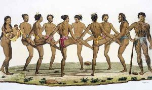 Dance of the Caroline Islanders, plate 22 from 'Le Costume Ancien et Moderne' by Felice Campi