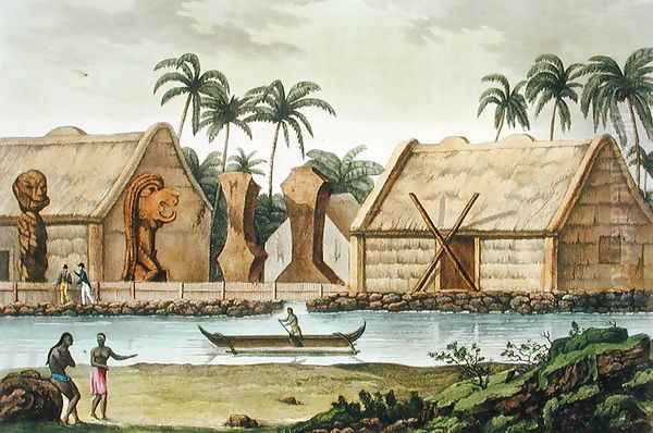 Tomb of Tamahamah at Kaiakakooa, Sandwich Islands, plate 33 from 'Le Costume Ancien et Moderne' - view 1