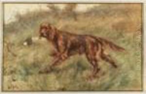 A Red Setter In A Landscape by Frederick Hulk Johannes
