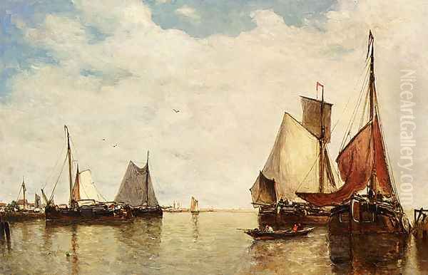 Moored Ships In A Small Harbour - view 1