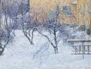 Gardsmiljo I Sno, Lidingo by Carl August Johansson