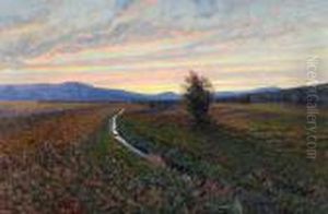 Norrlandskt Landskap I Aftonstamning by Carl August Johansson
